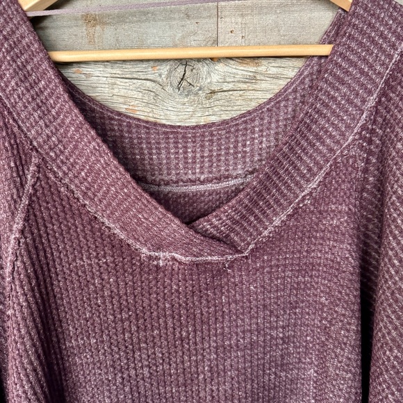 We the Free West End V-Back Top Waffle Thermal Knit Oversized Slouchy Grunge XS - Picture 12 of 14